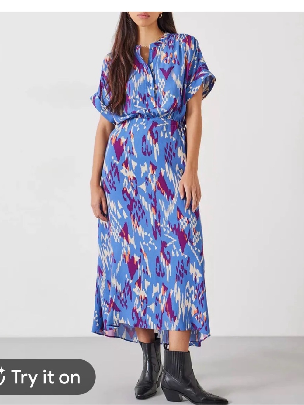 Hush Blue Abstract Print Midi Dress